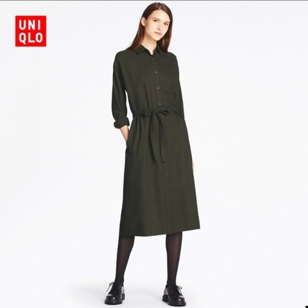 UNIQLO Button Down Shirt Dress Sz L